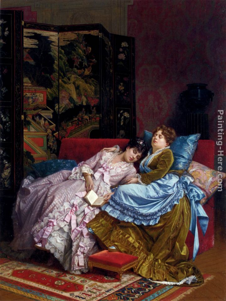 An Afternoon Idyll painting - Auguste Toulmouche An Afternoon Idyll art painting
